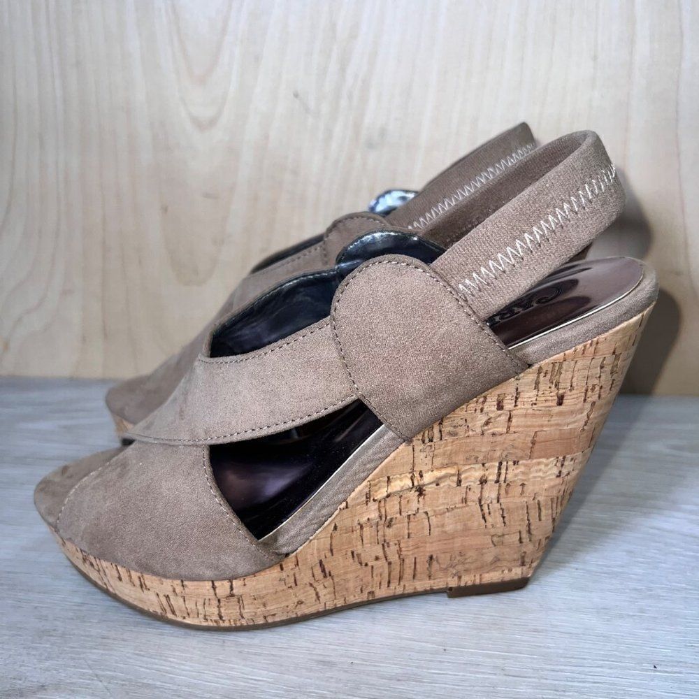 Carlos by Carlos Santana Moneta Cork Wedge Beige Suede Women's 7 - Picture 2 of 11